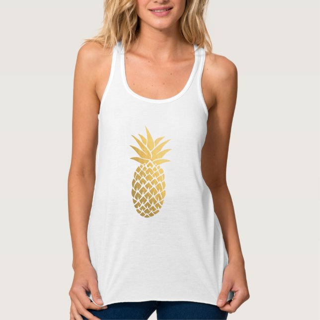 Gold Foil Pineapple Hawaiian Tank Top (Front)