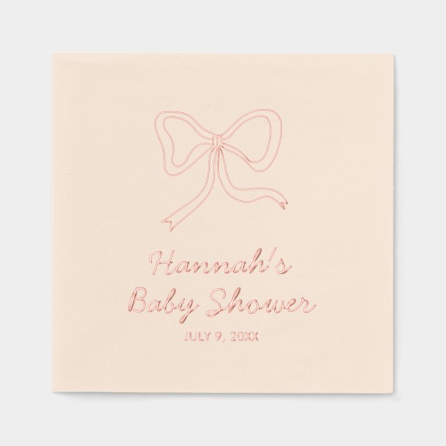 Gold Foil Pink Coquette Bow Baby Shower Napkins (Front)