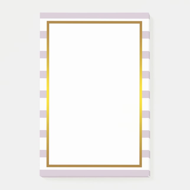 Gold Foil Pink Stripe white clean Post-it Notes (Front)