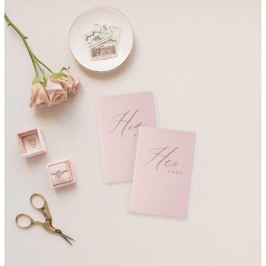 Gold Foil Pink Wedding Vow Book Set (Front)