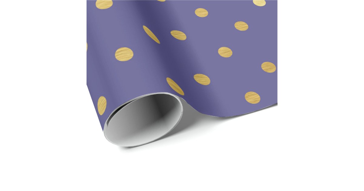 Gold Foil Polka Dots Modern Dark Purple Metallic Wrapping Paper | Zazzle