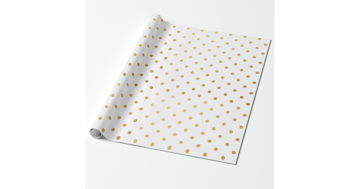 Gold Foil Polka Dots Modern Holiday White Metallic Wrapping Paper | Zazzle