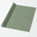 Gold Foil Polka Dots Modern Moss Green Metallic Wrapping Paper at Zazzle