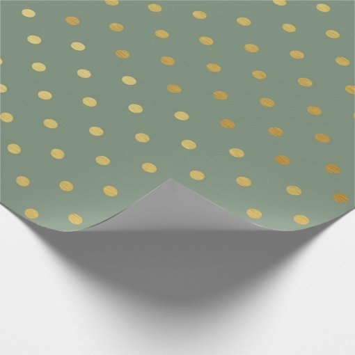 Gold Foil Polka Dots Modern Moss Green Metallic Wrapping Paper Zazzle