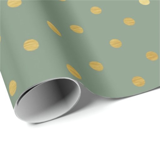 Gold Foil Polka Dots Modern Moss Green Metallic Wrapping Paper Zazzle