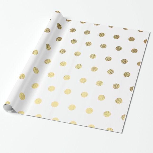 Gold Foil PolkaDot Wrapping Paper (Unrolled)