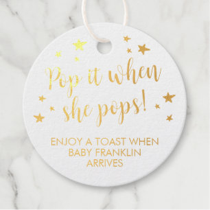 Gold Foil Pop It When She Pops Baby Shower Foil Favor Tags