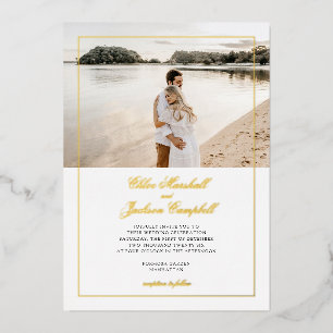 Gold Foil Pressed Minimalist Elegant Wedding Invitation