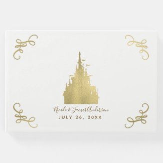 Gold Foil Princess Flag Castle Storybook Wedding Guest Book
