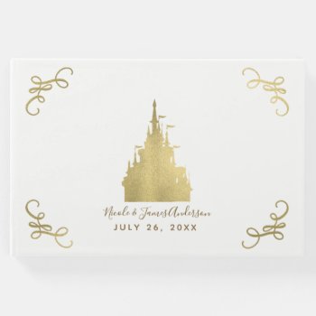 Gold Foil Princess Flag Castle Storybook Wedding Guest Book by printabledigidesigns at Zazzle