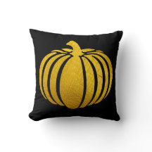 Gold Foil Pumpkin Throw Pillow