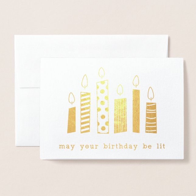 Gold Foil Pun Birthday Candles Card (Front With Envelope)