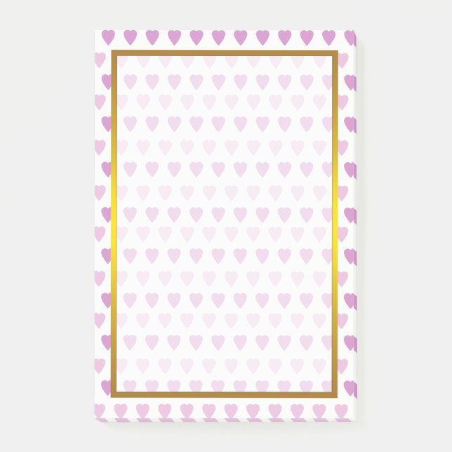 Gold Foil Purple Love Heart Pattern Valentine Post-it Notes (Front)