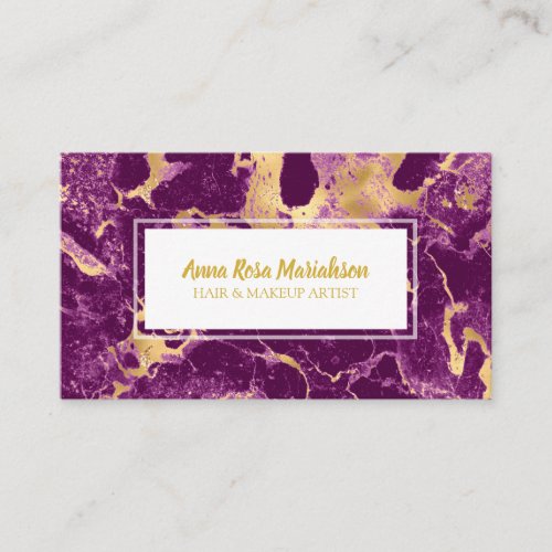 *~* Gold Foil Purple Marble Popular Chic Glam Business Card