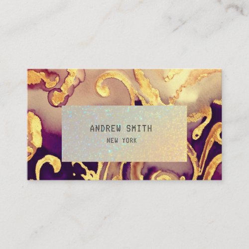 Gold Foil Purple opal watercolor Business Card