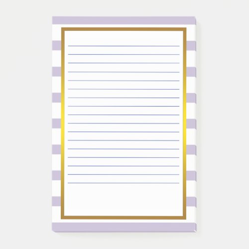 Gold Foil Purple Stripe white Classic Lines Post_it Notes