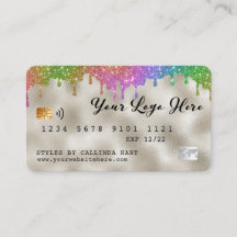 Gold Foil Rainbow Glitter Drip Loyalty VIP Credit