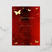 GOLD FOIL Red Butterfly Quinceanera Foil Invitation (Standing Front)