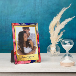 Gold Foil Red Purple Abstract DIY Photo Plaque