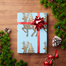 Gold Foil Reindeer with a Christmas Tree