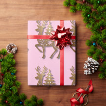 Gold Foil Reindeer with a Christmas Tree