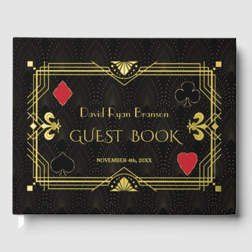 Gold Foil Roaring 20s Art Deco Bachelor Party Foil Guest Book