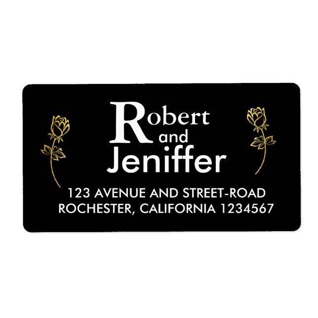 Gold foil Rose flower watermark themed wedding Label (Front)