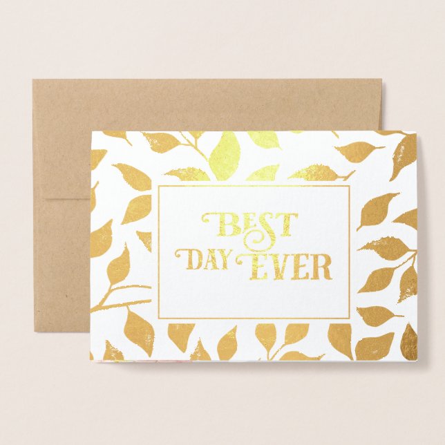 Gold Foil Rose Typography Wedding Invitations (Front With Envelope)