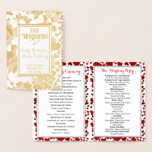 Gold Foil Roses and Heart Wedding Foil Card