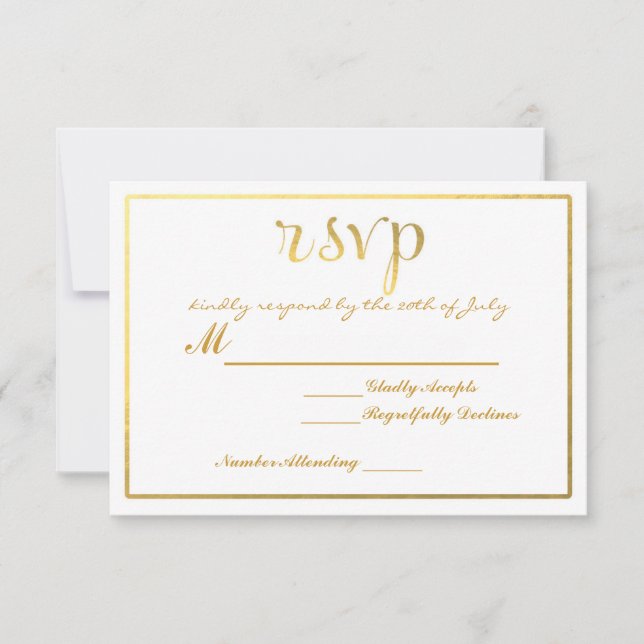 Gold Foil RSVP Wedding card invitation (Front)