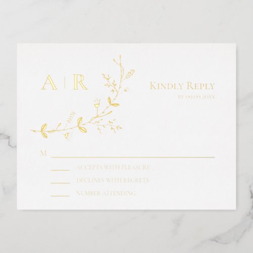 Gold Foil RSVP Wedding Invitation Response Card