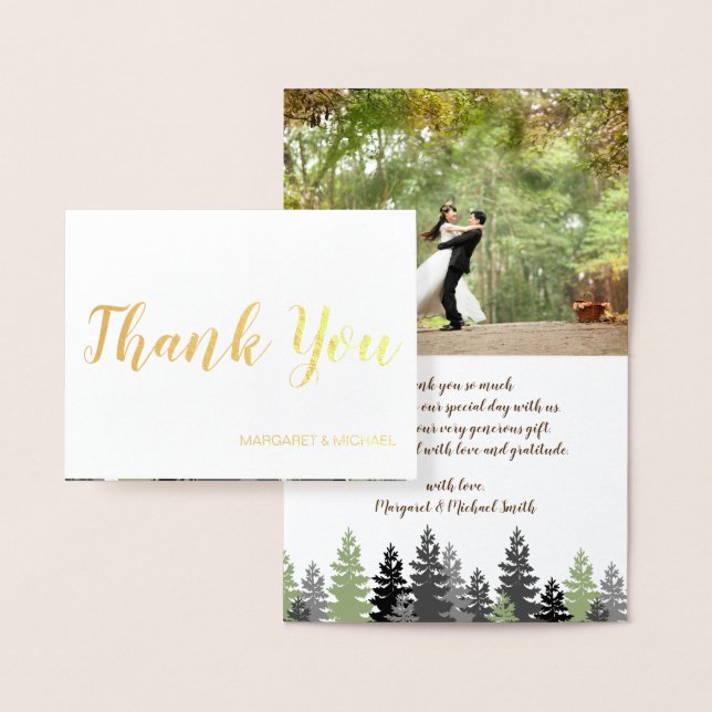 Gold Foil Rustic Pine Thank You Card (Display)