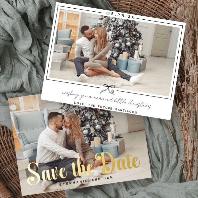 Gold Foil Save The Date Christmas Card (Creator Uploaded)