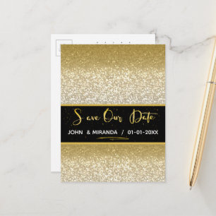 Gold Foil Save the date glitter Announcement Postcard