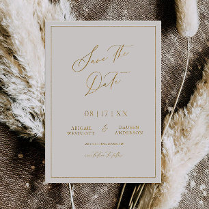 Gold Foil Save the Date Modern Invitation Card