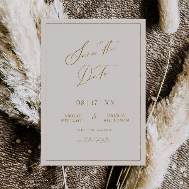 Gold Foil Save the Date Modern Invitation Card (Creator Uploaded)
