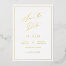 Gold Foil Save the Date Modern Invitation Card