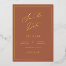 Gold Foil Save the Date Modern Invitation Card
