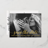 Gold foil Save the date Photo Wedding Modern