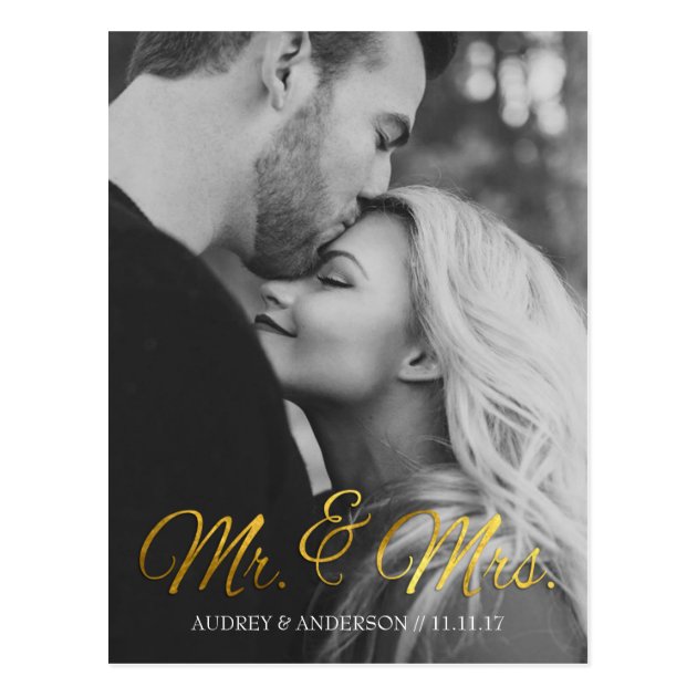 Gold Foil Save The Date Postcard