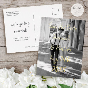 Gold Foil Save the Date Wedding Photo Postcard