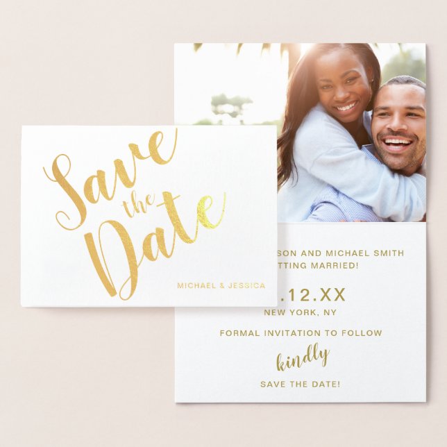 Gold Foil Save the Date with Photo Card (Display)