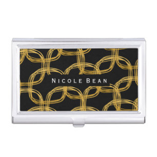 Gold Foil Scribble Circle Business Card Holder