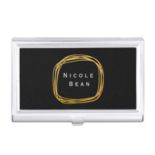 Gold Foil Scribble Circle Business Card Holder
