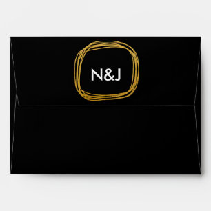 Gold Foil Scribble Circle Chic Invitation Envelope