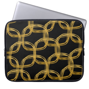 Gold Foil Scribble Circle Chic Laptop Sleeve Case