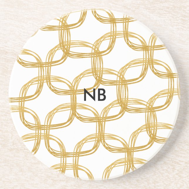 Gold Foil Scribble Circle Chic Modern Coasters (Front)