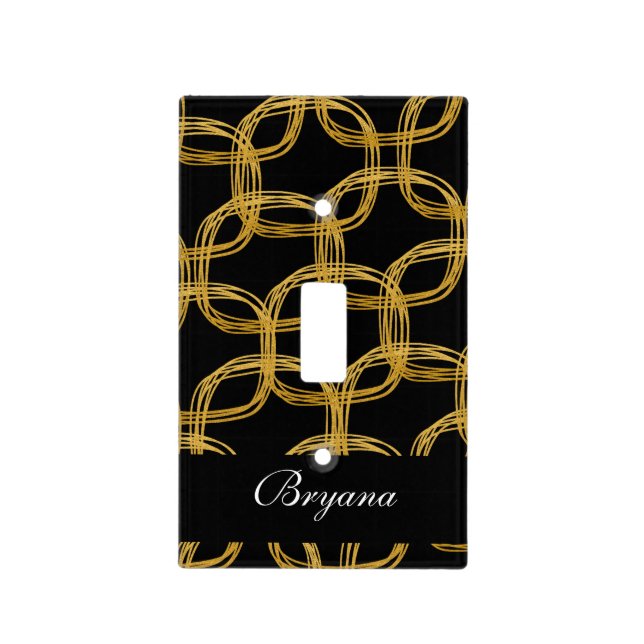 Gold Foil Scribble Circle Modern Light Switch Cover (Front)