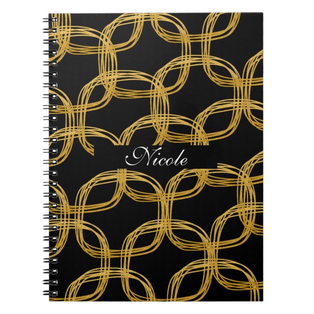 Gold Foil Scribble Circle Modern Notebook Journal (Front)
