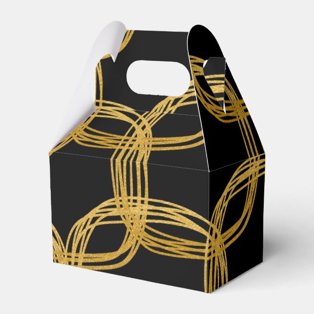 Gold Foil Scribble Circle Modern Party Favor Boxes (Front Side)